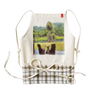 Restaurante en el borde de la selva delantal zazzle HEART