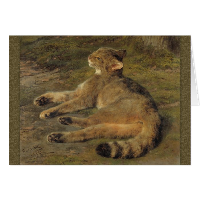 Resting young wildcat CC0481 Rosa Bonheur Card