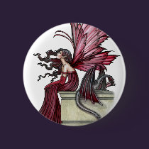 Restless Ruby Gothic Red Fairy and Dragon buttons