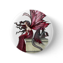 Restless Ruby Gothic Red Fairy and Dragon buttons