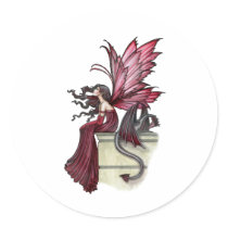 Restless Ruby Gothic Red Fairy and Dragon stickers by robmolily Restless Ruby Gothic Red Fairy and Dragon stickers
