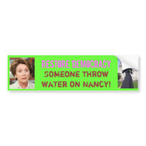 Restore Democracy Throw H20 on Ninny! bumper stickers