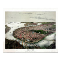 Restored antique Boston from the North Print