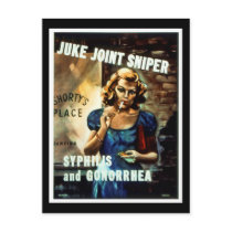 RESTORED "Juke Joint Sniper" WWII Health Poster postcards by harlowandcompany RESTORED "Juke Joint Sniper" WWII Health Poster postcards