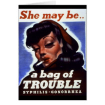 RESTORED "She might be a bag of trouble" WWII cards