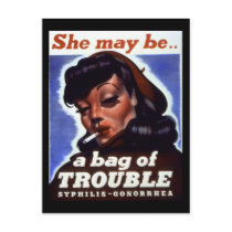 RESTORED "She might be a bag of trouble" WWII postcards