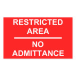 Restricted Area No Admittance stickers