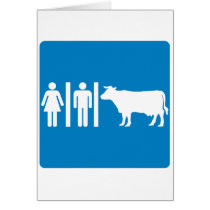Restroom Facilities Humorous Highway Sign - COWS? Greeting Cards