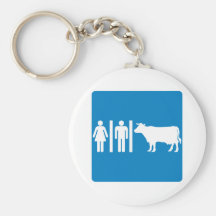 Restroom Facilities Humorous Highway Sign - COWS? Keychain