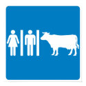 Restroom Facilities Humorous Highway Sign - COWS? posters