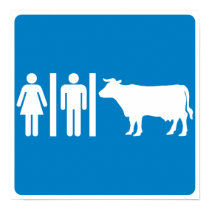 Restroom Facilities Humorous Highway Sign - COWS? posters by wesleyowns Restroom Facilities Humorous Highway Sign - COWS? posters