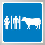 Restroom Facilities Humorous Highway Sign - COWS? Print