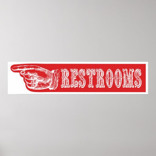 Restroom Pointing Finger Carnival Circus Sign LFT Poster | Zazzle