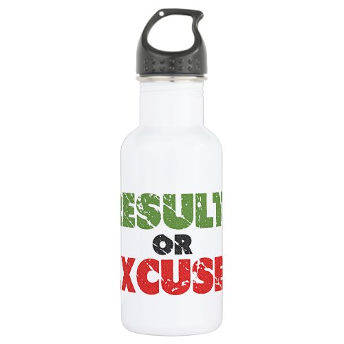 Results or Excuses | Bodybuilding Quote | Vintage 18oz Water Bottle