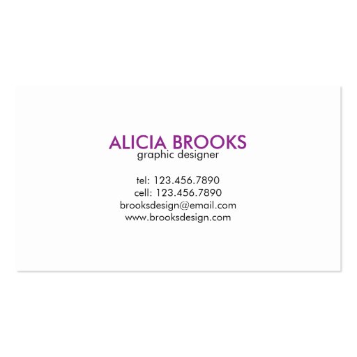 Resume Style - Purple Business Card Template (back side)