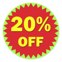 RETAIL BADGE - 20% OFF ROUND STICKERS