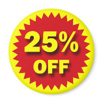 RETAIL BADGE - 25% OFF FRIDGE MAGNETS