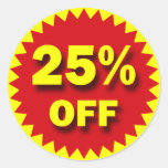 RETAIL BADGE - 25% OFF ROUND STICKER