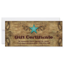 Retail Gift Certificate Card Texas Star Blue Brown Custom Rack Card