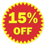 RETAIL SALE BADGE - 15% OFF stickers