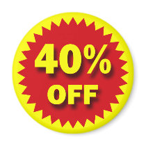 RETAIL SALE BADGE - 40% OFF magnets