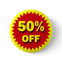 RETAIL SALE BADGE - 50% OFF PINS