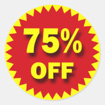 RETAIL SALE BADGE - 75% OFF STICKERS