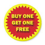 RETAIL SALE BADGE - BUY ONE GET ONE FREE magnets