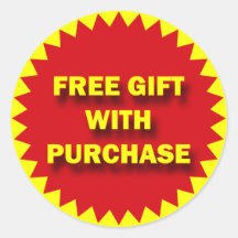 RETAIL SALE BADGE - FREE GIFT WITH PURCHASE ROUND STICKER