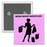 retail therapy pinback button