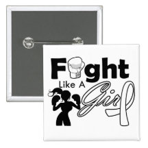 Retinoblastoma Fight Like A Girl Silhouette Pinback Button