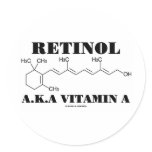 Retinol A.K.A. Vitamin A (Retinol Molecule) Round Stickers