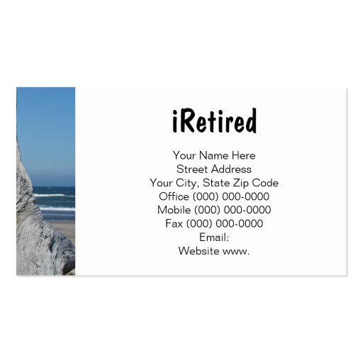 Retired Business Cards iRetired Retirement Ocean (back side)
