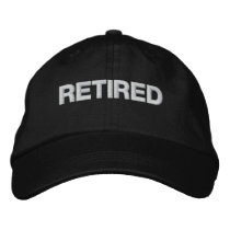 retired, senior, finished, done, retirement, [[missing key: type_embroideredha]] med brugerdefineret grafisk design