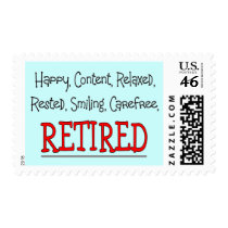 "RETIRED- Happy, Carefree, Relax"...Funny Postage Stamp