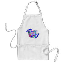 Retired Librarian Artsy Retro Blue Heart Aprons