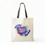 Retired Librarian Artsy Retro Blue Heart Tote Bag