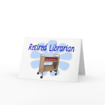 retired Librarian Book Cart Design Greeting Cards