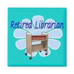 retired Librarian Book Cart Design magnets