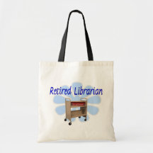 retired Librarian Book Cart Design Tote Bags