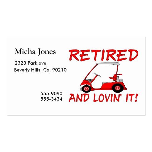 Retired & Lovin It Business Card Template (front side)