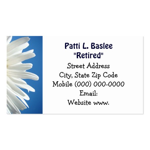 Retired & Loving Life Business Cards Daisy Floral (back side)