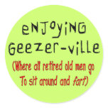 Retired Mens T-Shirts &amp; Gifts "Geezer-Ville" Sticker
