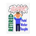 Retired Postal Worker "Thoughts" Funny Zip codes postcards