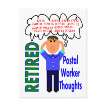 Retired Postal Worker "Thoughts" Funny Zip codes postcards by gailg1957 Retired Postal Worker "Thoughts" Funny Zip codes postcards