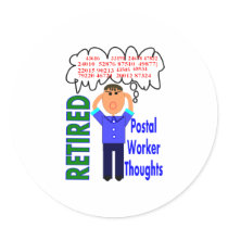 Retired Postal Worker "Thoughts" Funny Zip codes stickers