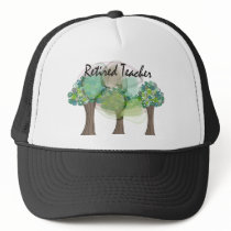 Retired Teacher Artsy Trees Design Gifts Hats