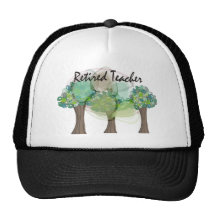 Retired Teacher Artsy Trees Design Gifts Hats
