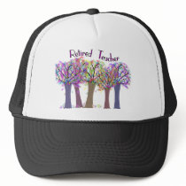 Retired Teacher Artsy Trees Design Hats