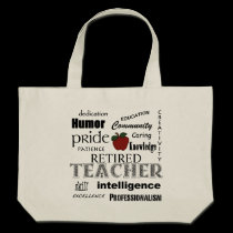Retired Teacher Pride-Red Apple+Customizable bags